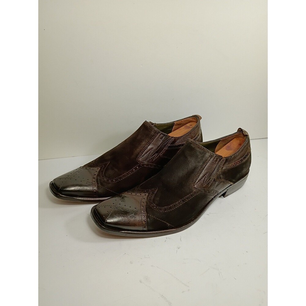 Soho Lab suede / leather loafer slip on mens brown wingtip sz 11